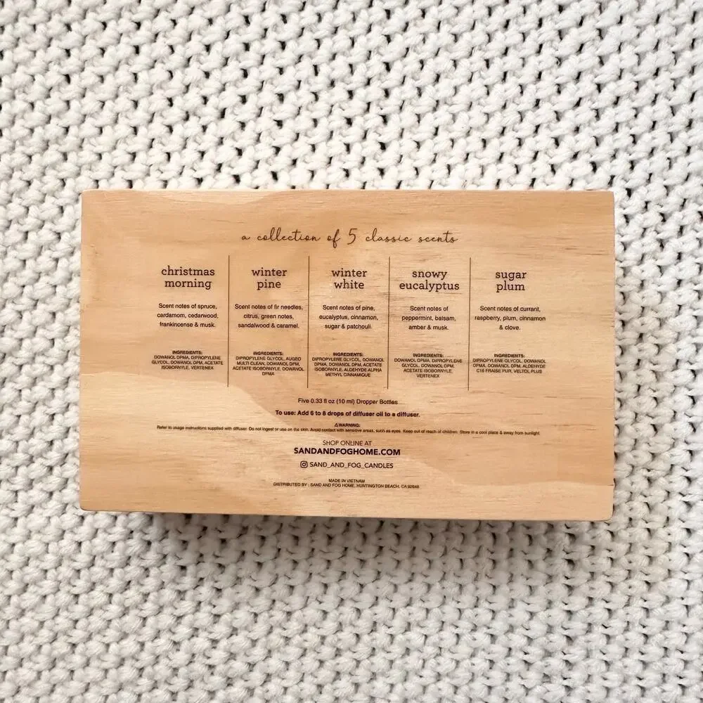 Sand + Fog Diffuser Oil Wooden Box Christmas Morning Pine Sugar Plum Set of 5